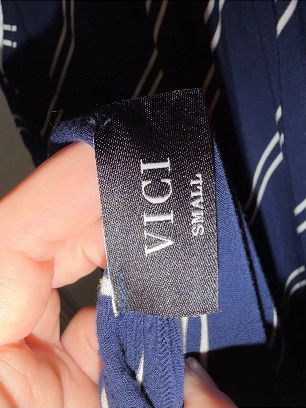 VICI Navy Blue & White Striped Maxi Dress | Size Small